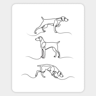 Continuous Line Weimaraners With Docked Tails (Black and White) Magnet